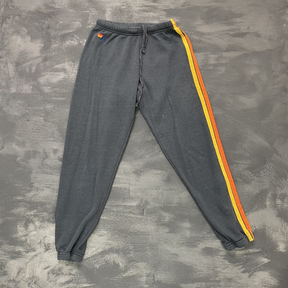 Aviator Nation sweatpants womens Medium Black USA 5 strips